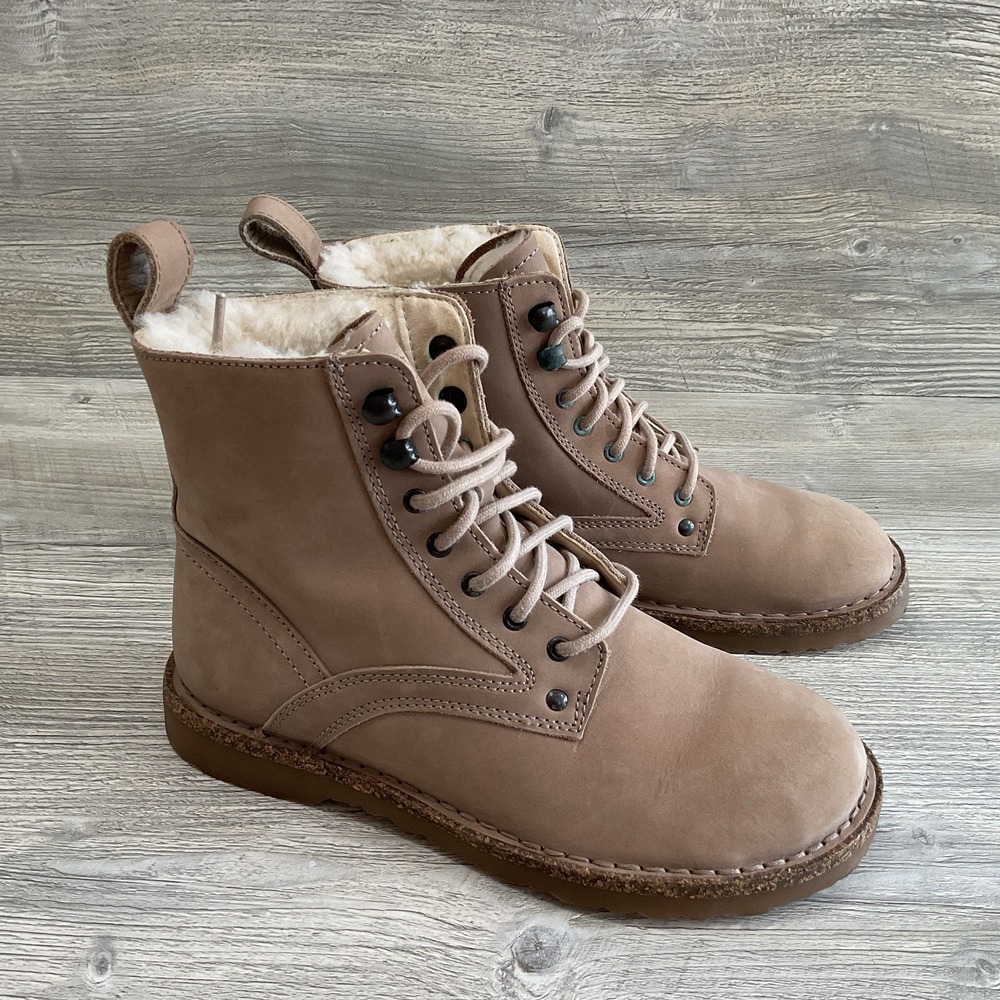 Birkenstock Womens Bryson Shearling Lined Boots Size 37-6 US Narrow Tan Leather